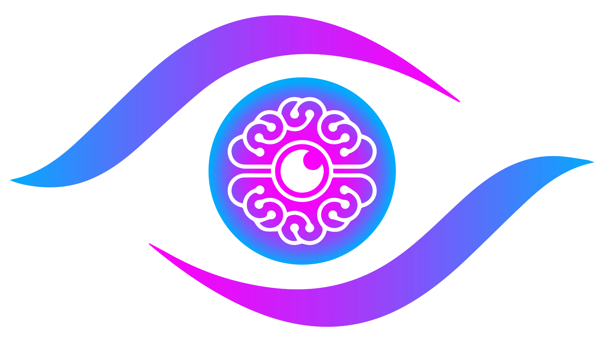 EyeQBoost 标志：一只渐变色的眼睛，虹膜带有大脑纹路